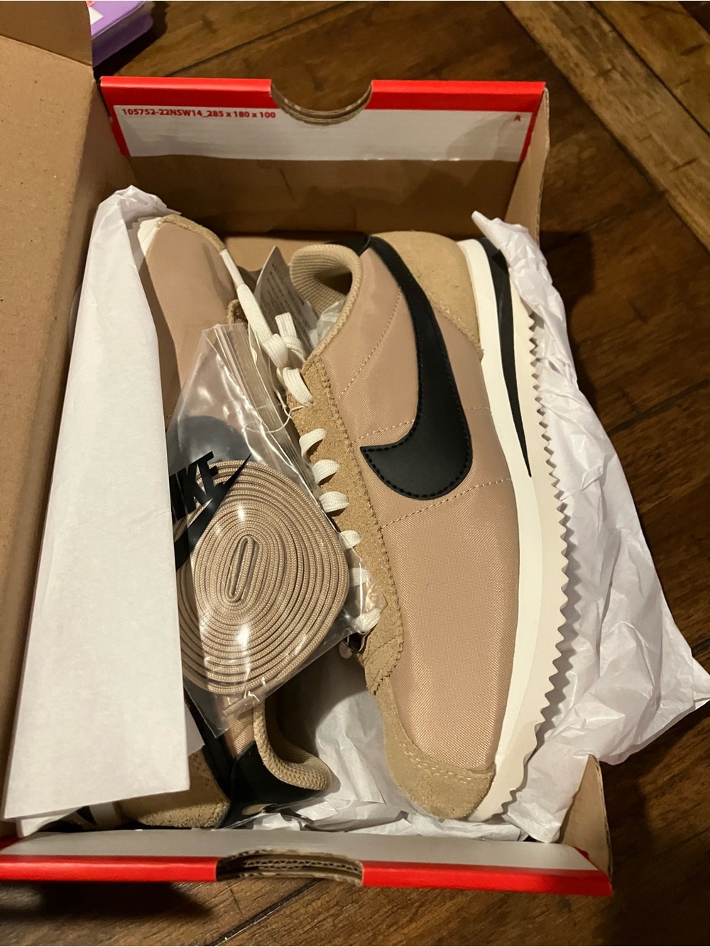 Women’s Nike Cortez Tan with Black Swoosh Sz 6